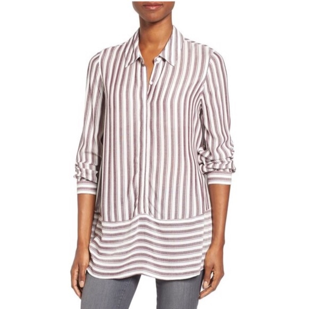 Striped button up tunic by Pleione