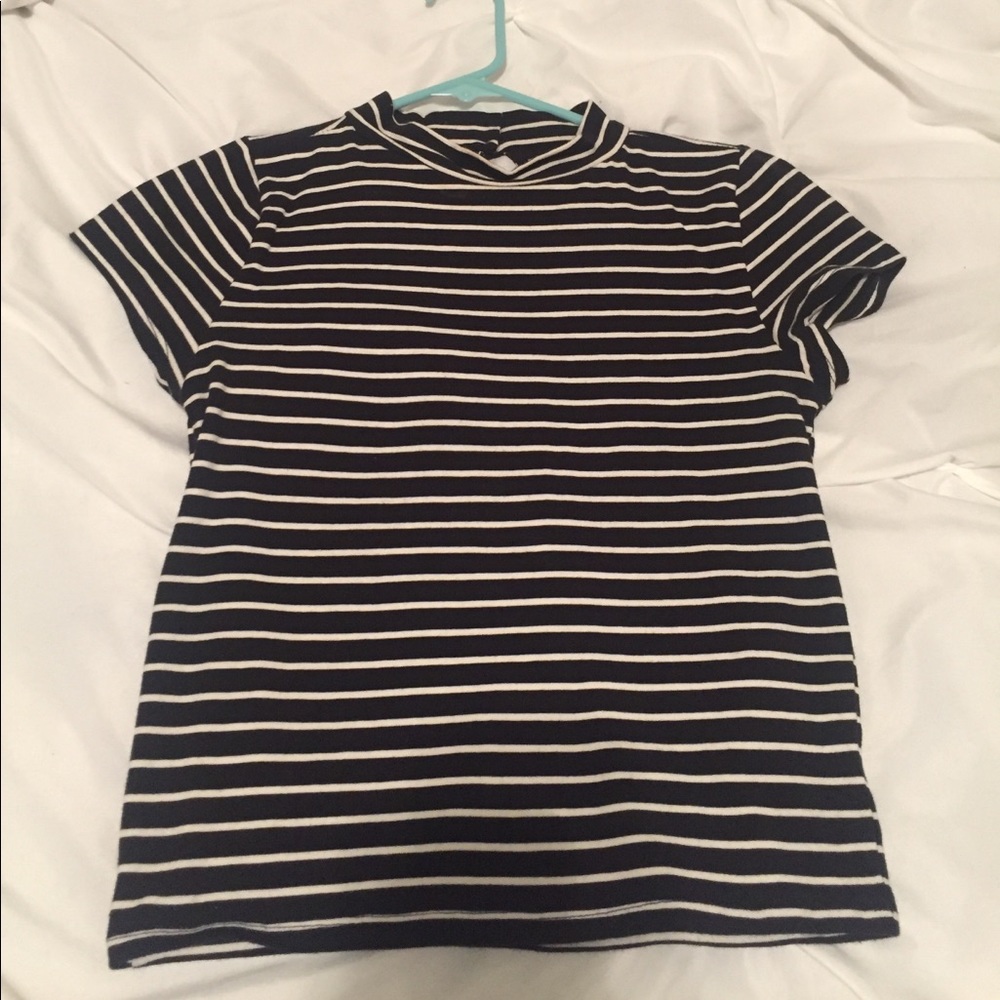 Black and white striped crop top