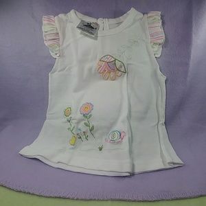 Cute White ICZ Ruffeled Sleeve Top