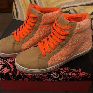 Neon orange shoes
