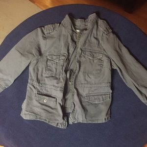 old navy blue-gray cargo jacket 3/4 sleeve