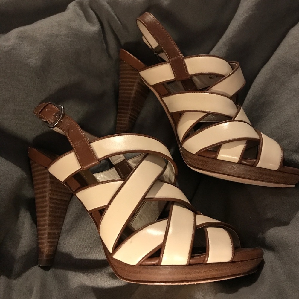Women's size 7.5 Cole Haan brown and nude heels