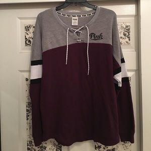 PINK lace up Campus long sleeve