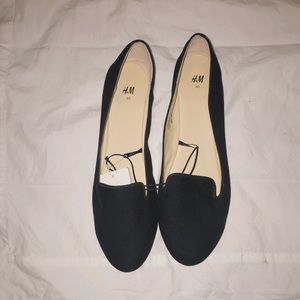 H&M Black Suede Flats Loafers