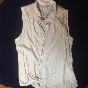 cute pink button up tank top tie knot at bottom