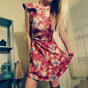Cute comfy red floral dress