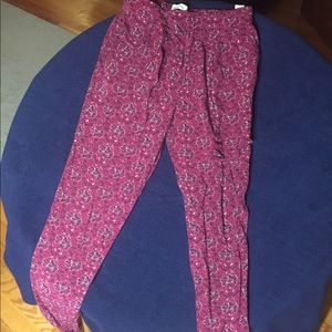 abercrombie pink dress pants floral pint elastic