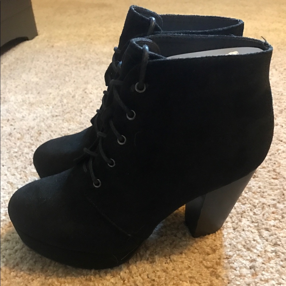 Black lace up booties