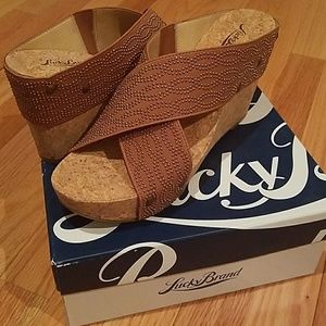 Lucky Brand cork wedge sandals