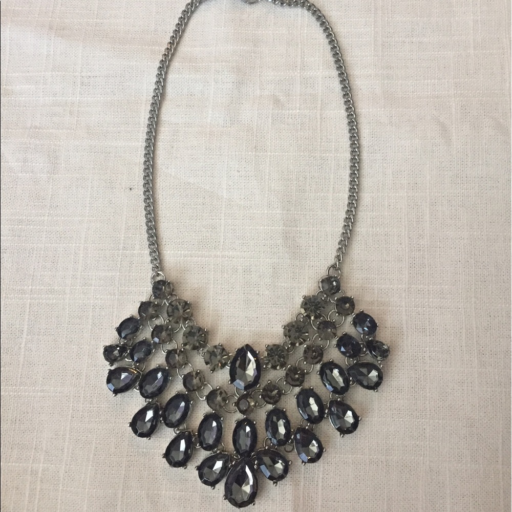 Necklace with gray jewels
