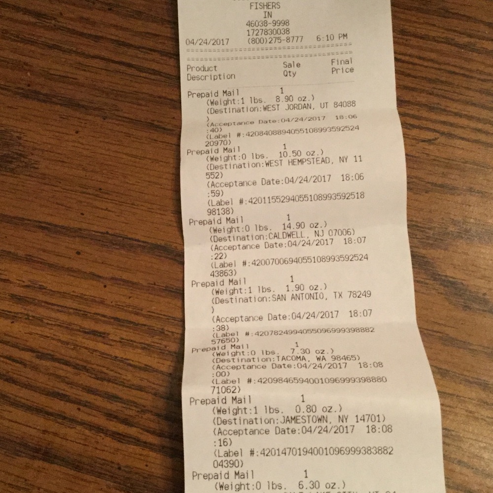 Tracking and shipping info