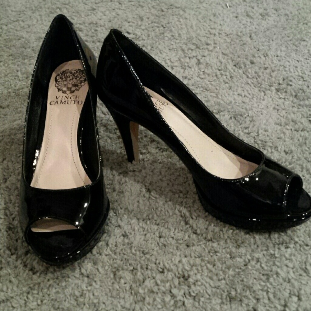 Almost New Black Vince Camuto Peep Toe Pumps