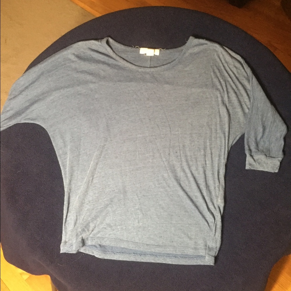 blue forever 21 sheer tee blouse 3/4 sleeve soft