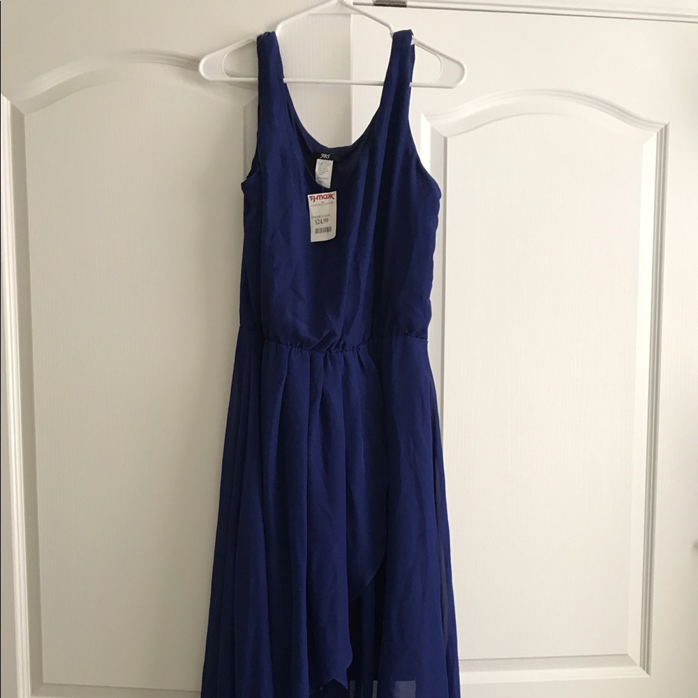 Blue high-low ruffle dress