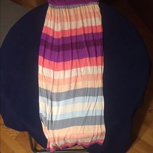 striped pink maxi skirt super soft, foldover waist