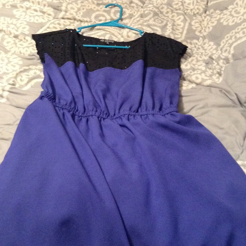Blue and black cut out dress