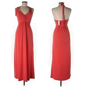 Macy's NY & Co. Metallic Beaded Halter Maxi Dress