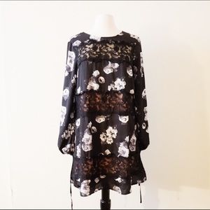 Majorelle Floral Long Sleeve Shift Dress