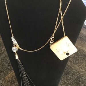 Druzy With Black Tassel Necklace