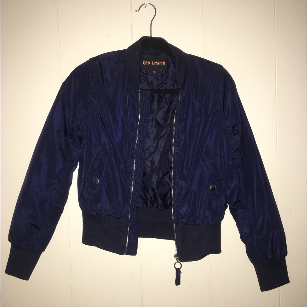 Navy blue bomber jacket