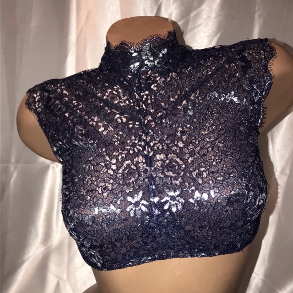 Vs Dream Angels High Neck Foil Lace Bra blue 34C