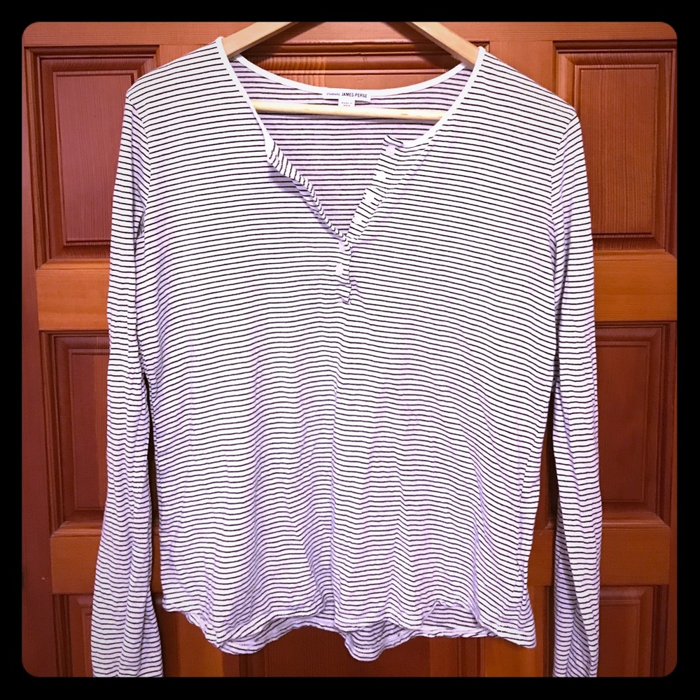 James Perse sz 4 black and white ls tee