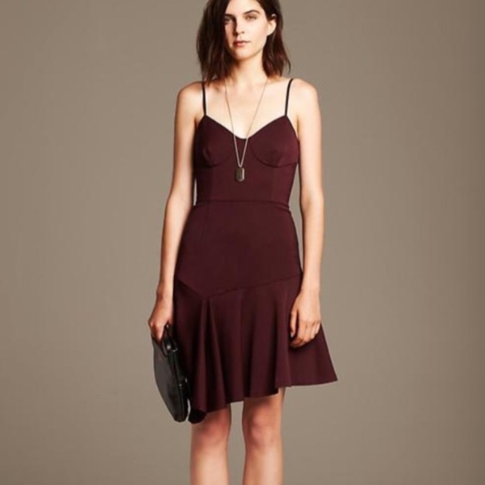 Banana Republic Asymmetrical Wine Holiday Dress