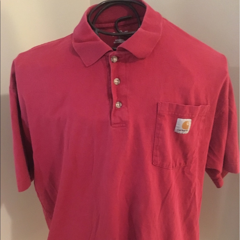 Mens Carhartt red polo style shirt  L
