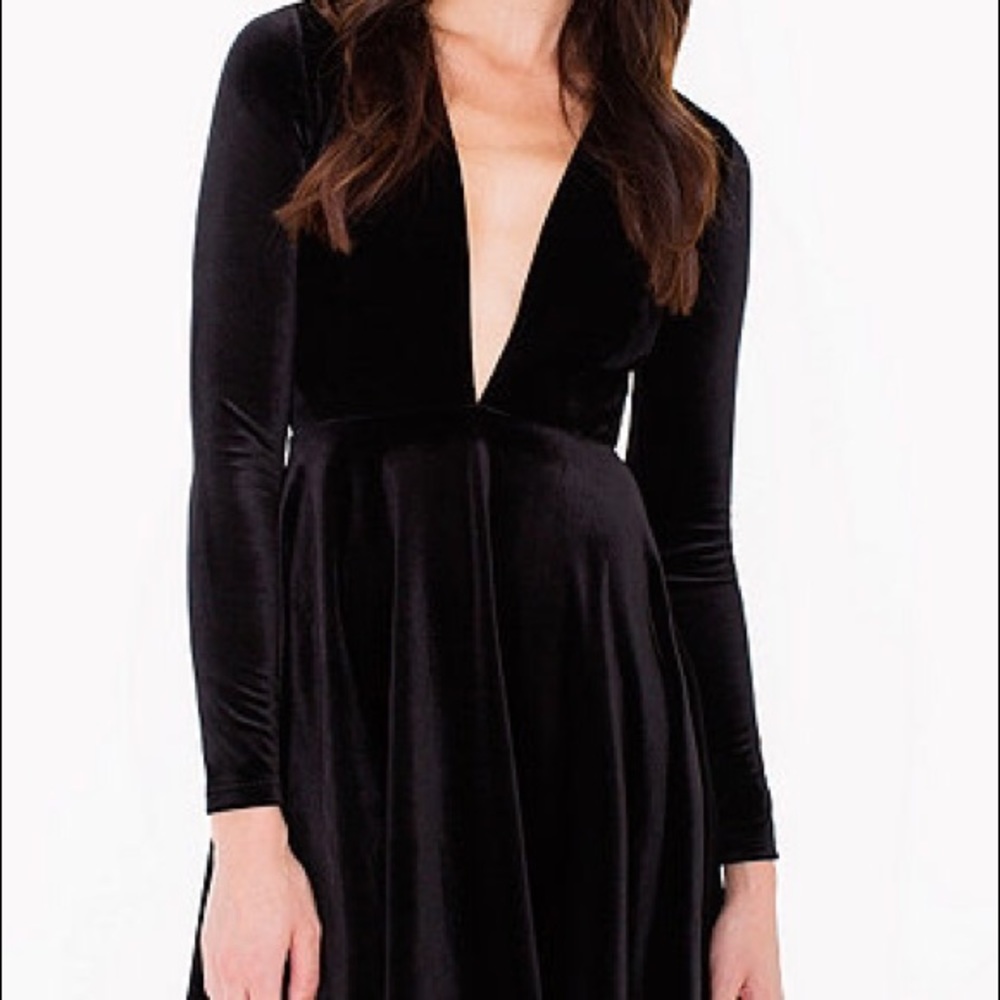 AA Deep V Velvet Skater Dress