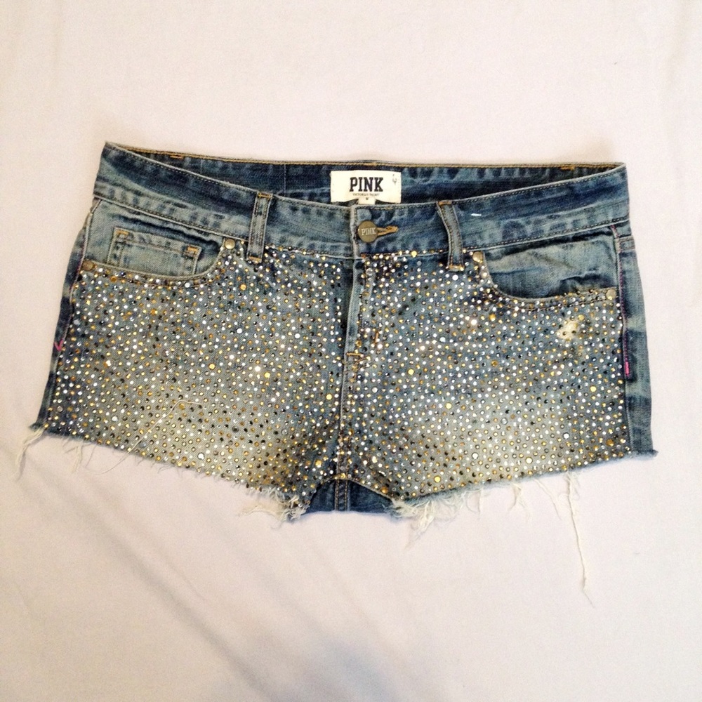VS Pink Crystal Stud Lmtd Edition Jean Shorts 6