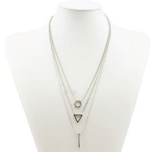 Silver Layered Geometric Necklace