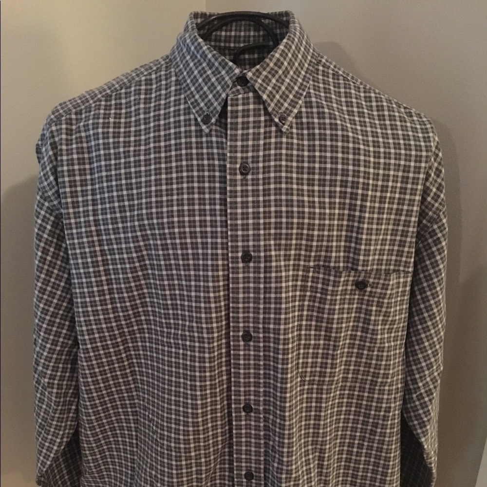 Mens Eddie Bauer xL tan plaid button down