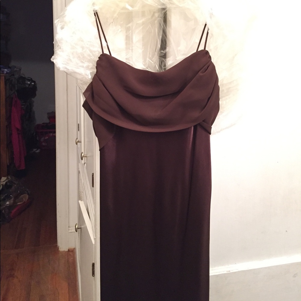 A chocolate 🍫 long prom dress 👗