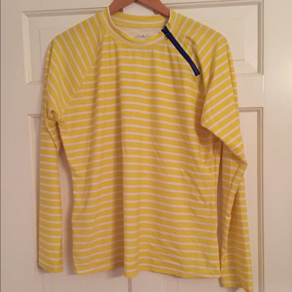 Cabanalife yellow striped nylon long sleeve- XL