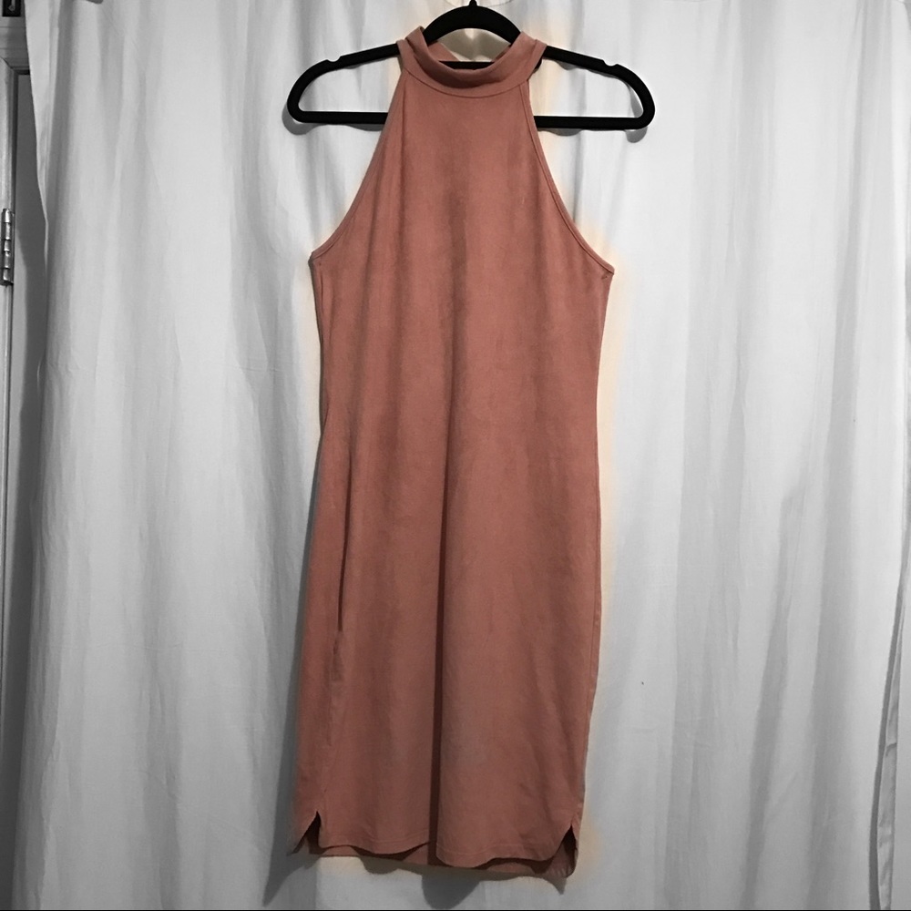 Pink Suede Halter Dress