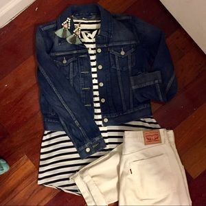 J. Crew Striped Silk Sleeveless Button Up Blouse