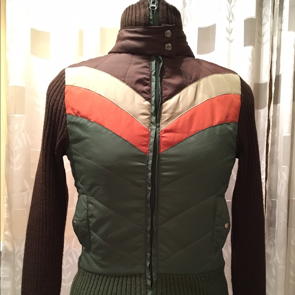 Sweater Jacket with Chevron Print