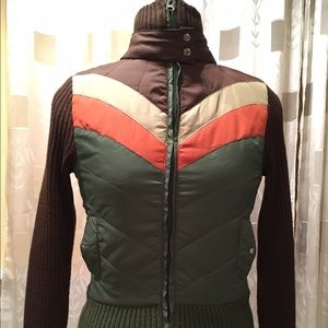 Sweater Jacket with Chevron Print