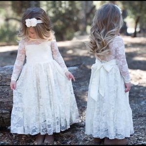 Lace dress Toddler girls white ivory wedding photo