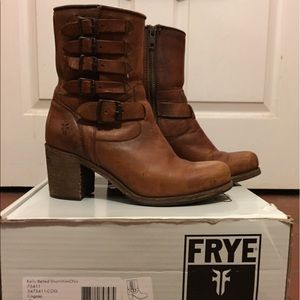 Frye Kelly Belted Cognac Short Boots