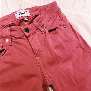 Paige deep pink cropped skinny jeans