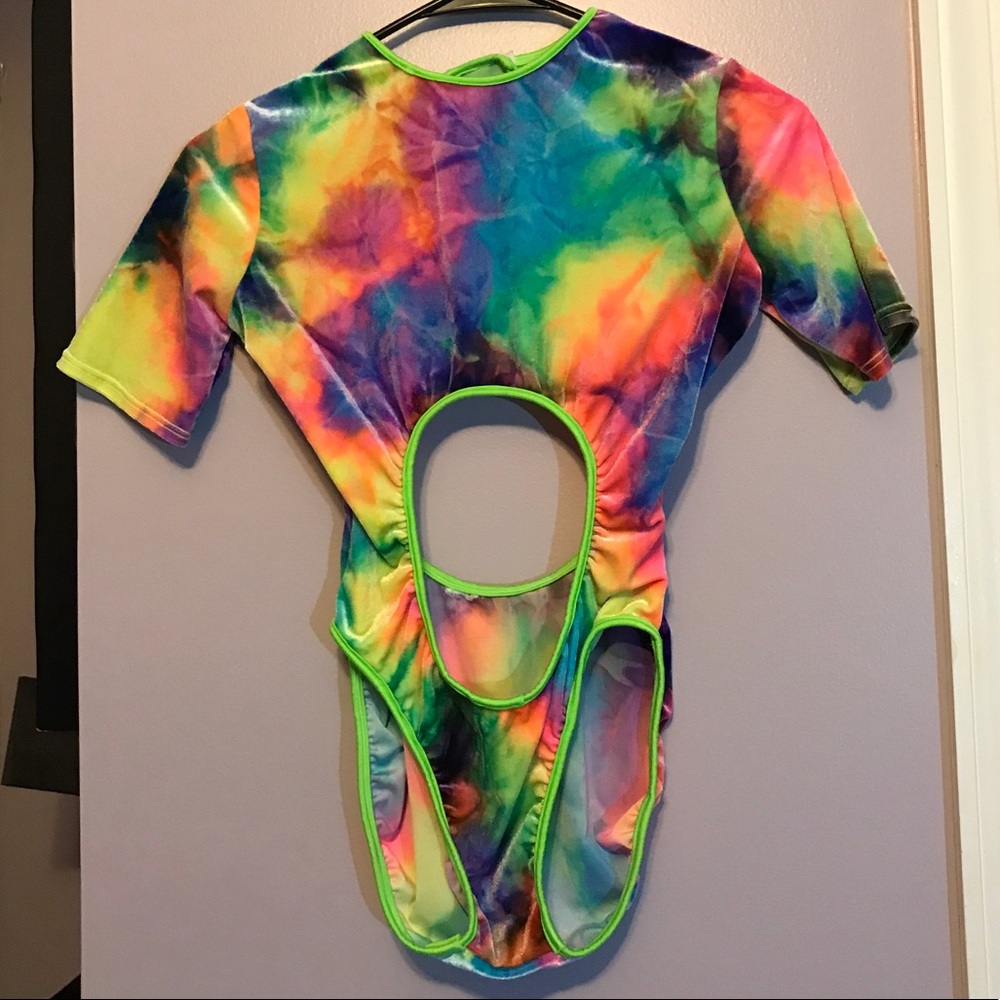 Tie dye cut out bodysuit