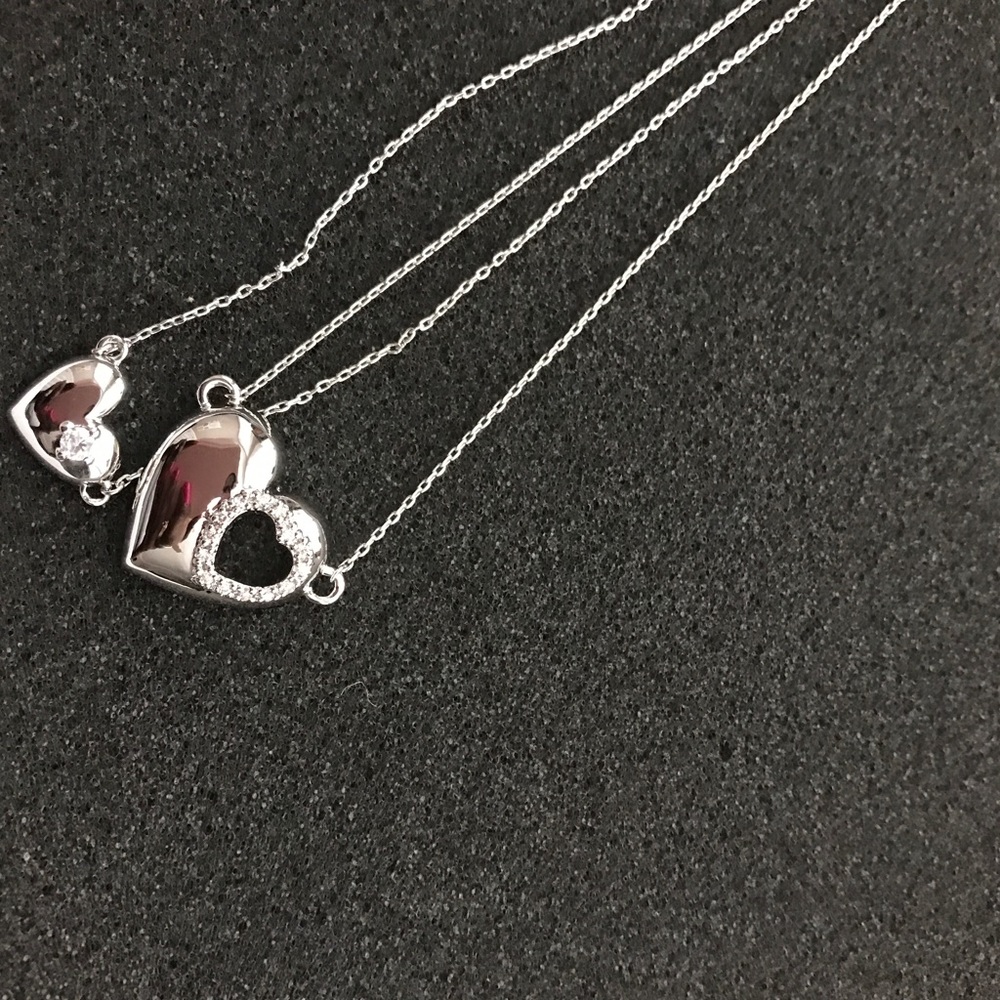 Lia Sophia Silver Crystal Heart dual chain