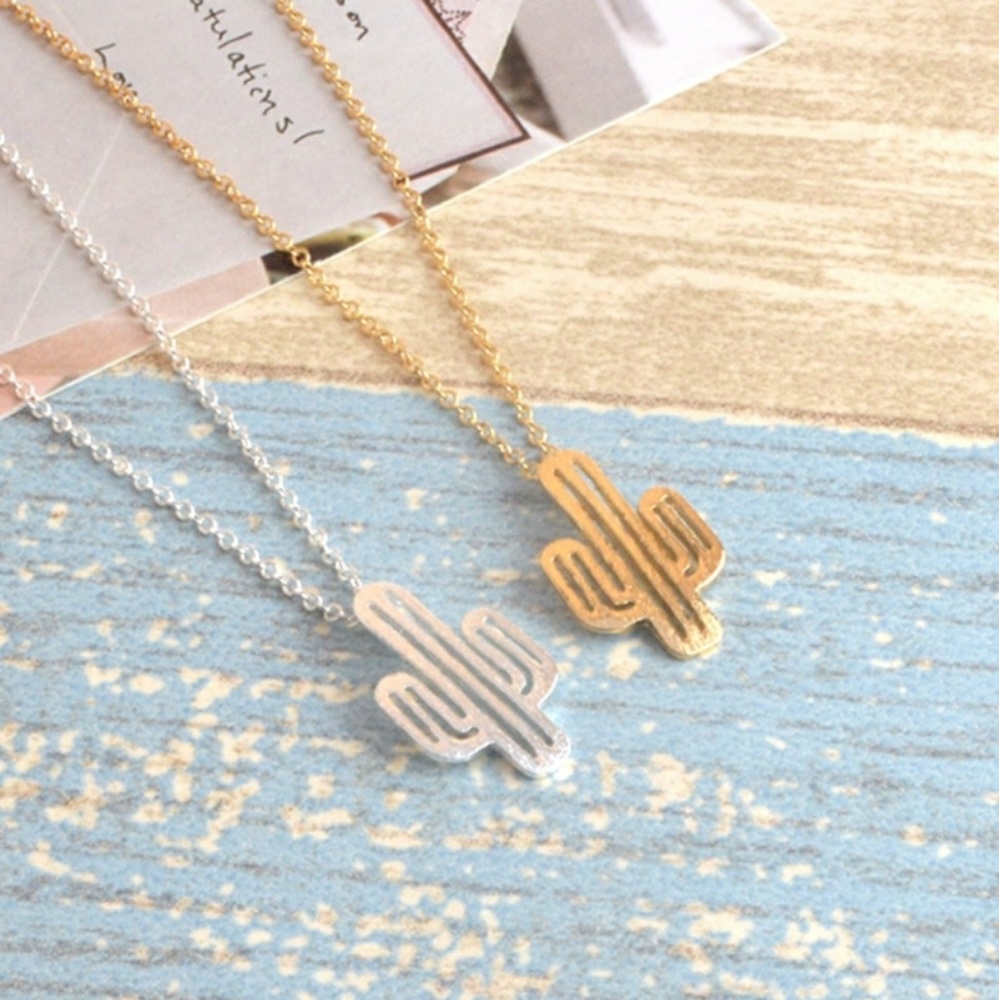 FESTIVAL-Gold cactus necklace