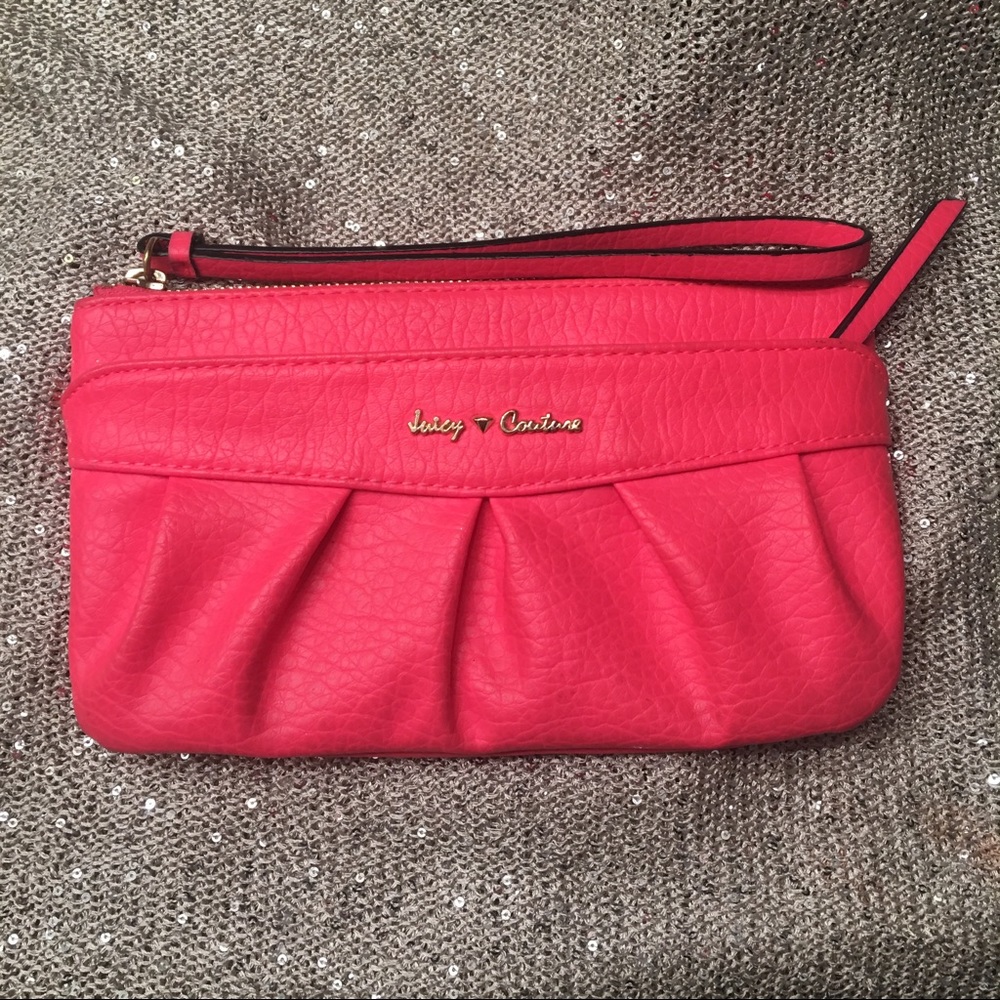 Juicy Couture lther PINK NEON wrist/wallet/clutch