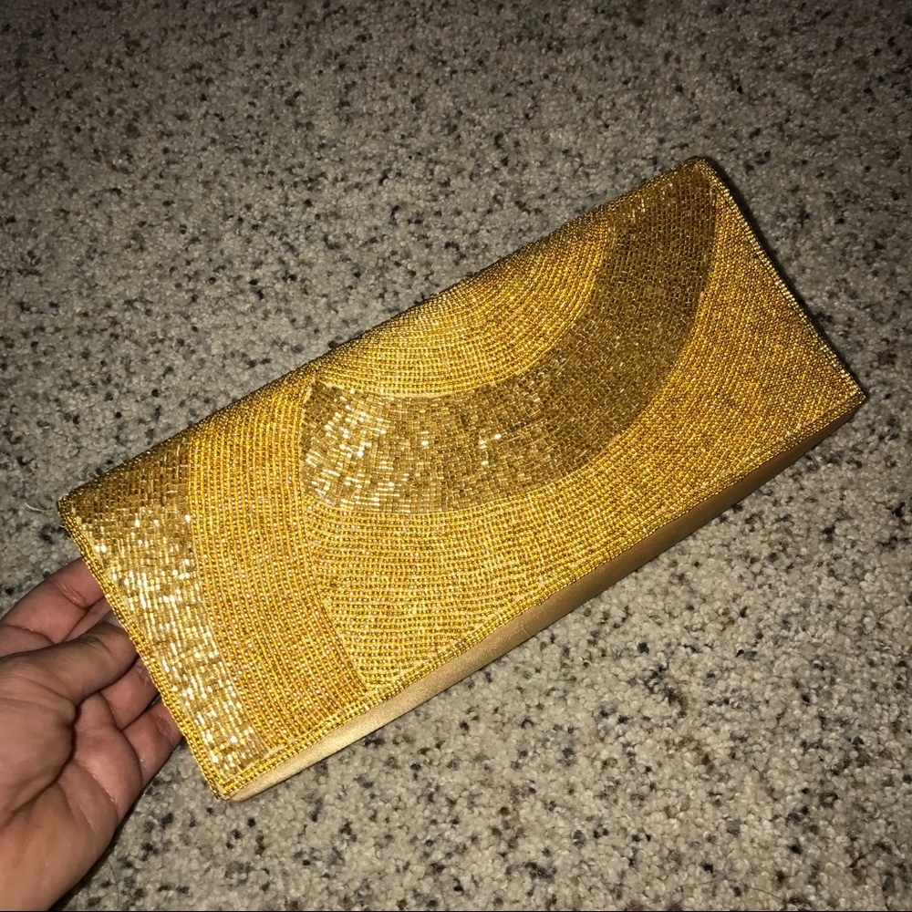 Gold Sequin Clutch with Strap