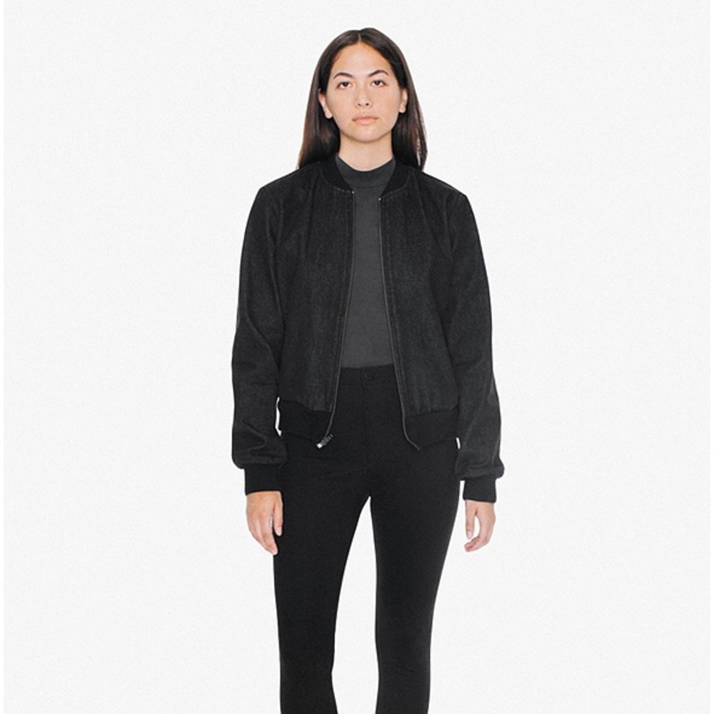 ISO Black AA American Apparel Denim Bomber Jacket