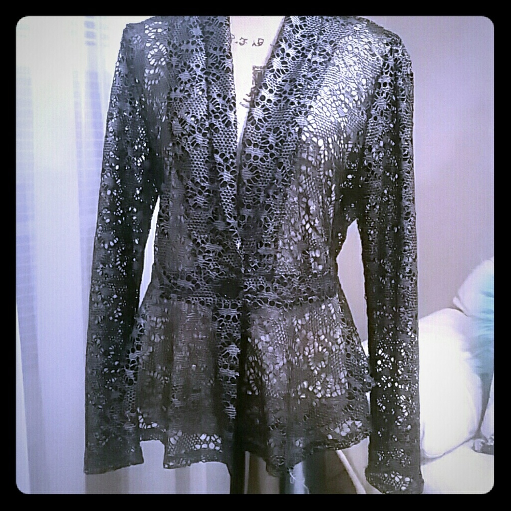 Sassy grey metal lace jacket