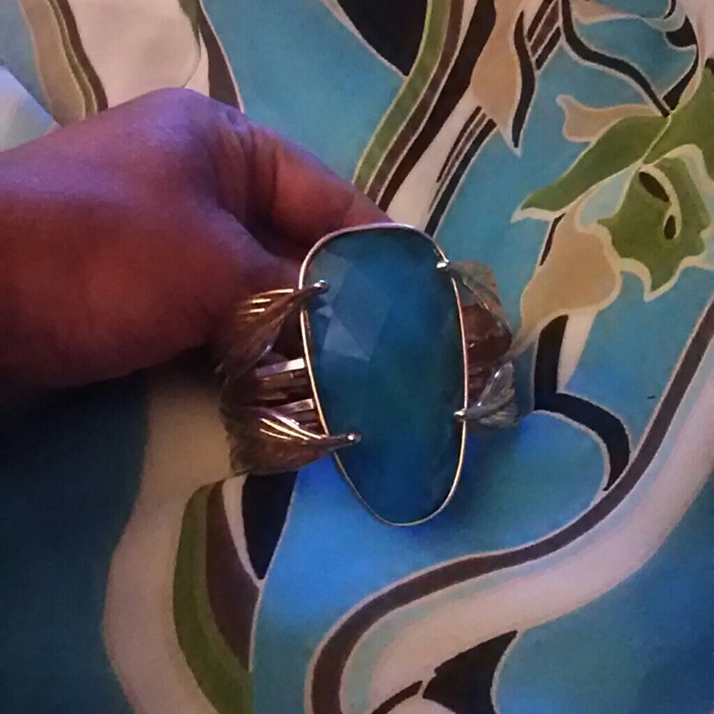 Mia Blue and  (aqua /teal / sea marine) Leaf Cuff