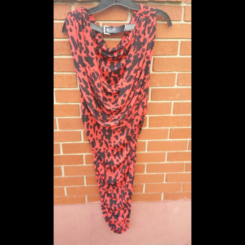 Sale ! Michael kors rouched midi red & black dress